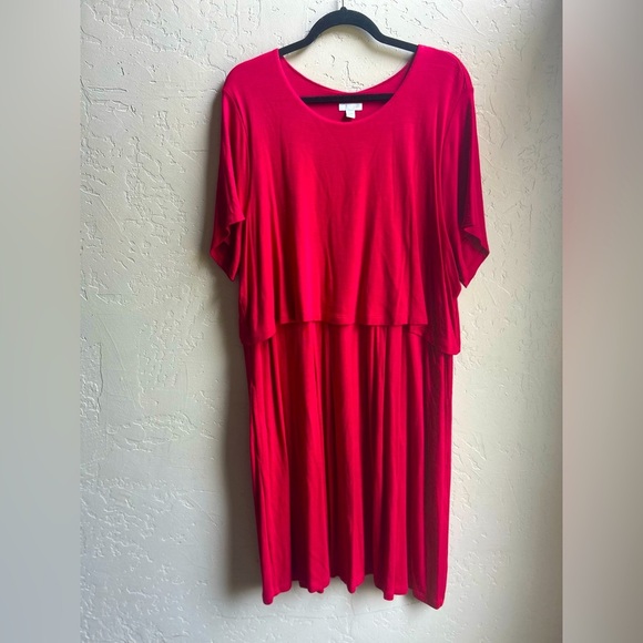 J Jill Jersey midi Shift Dress 3X Pink Modest feminine Minimalist office comfort - Picture 1 of 8